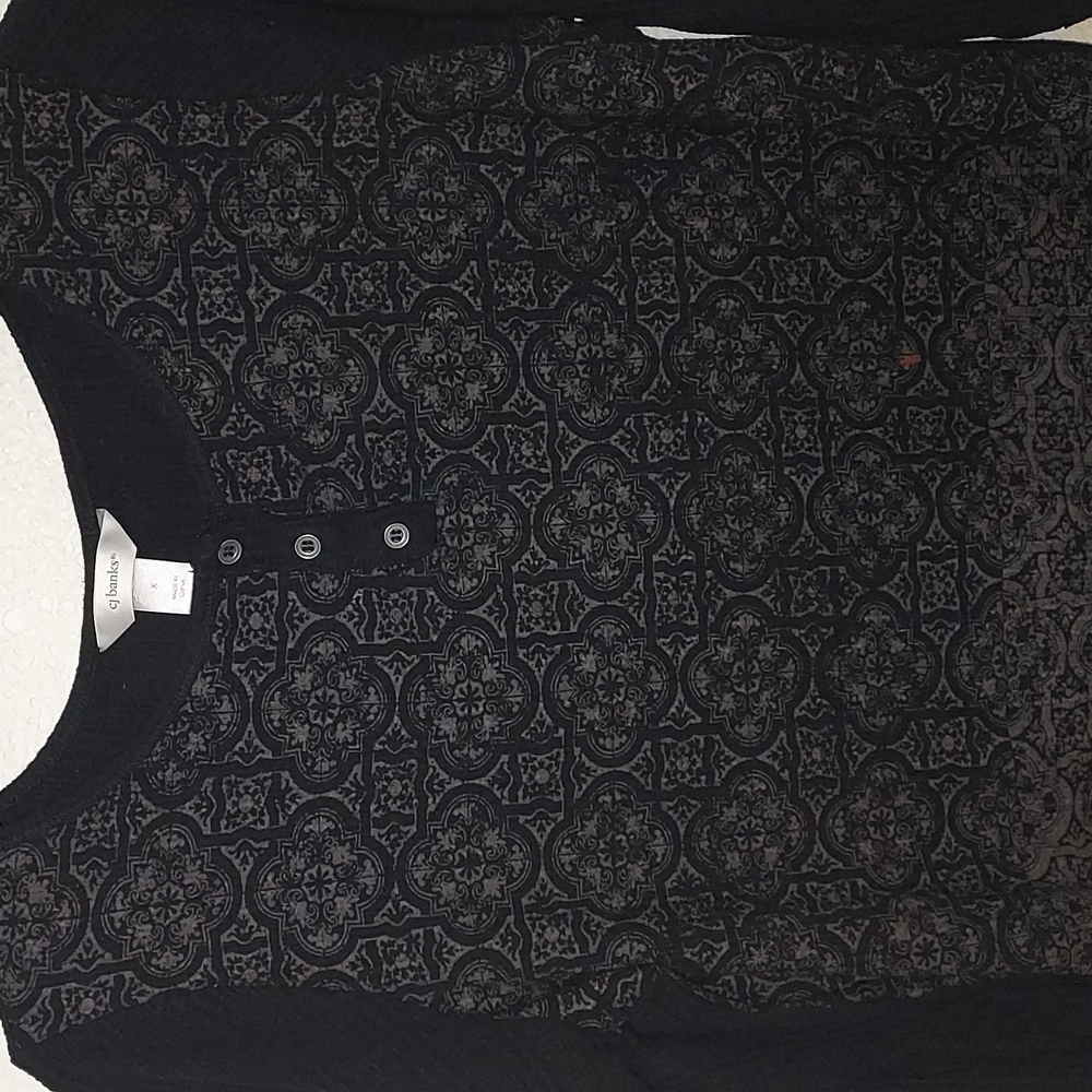 Chico's Black Patterned Women's Top